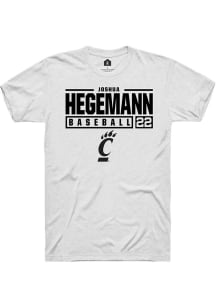 Joshua Hegemann  Cincinnati Bearcats White Rally NIL Stacked Box Short Sleeve T Shirt