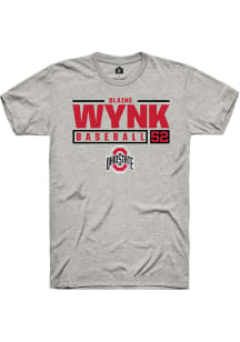 Blaine Wynk  Ohio State Buckeyes Ash Rally NIL Stacked Box Short Sleeve T Shirt