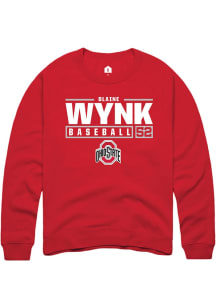 Blaine Wynk  Rally Ohio State Buckeyes Mens Red NIL Stacked Box Long Sleeve Crew Sweatshirt