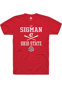 Zak Sigman  Ohio State Buckeyes Red Rally NIL Sport Icon Short Sleeve T Shirt