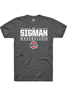 Zak Sigman  Ohio State Buckeyes Dark Grey Rally NIL Stacked Box Short Sleeve T Shirt