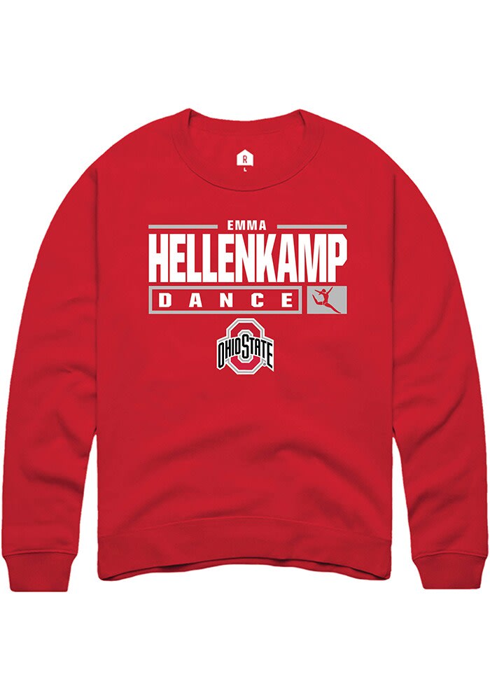 Emma Hellenkamp Rally Ohio State Buckeyes Mens NIL Stacked Box Long Sleeve Crew Sweatshirt