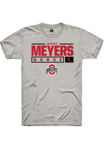 Hailey Meyers  Ohio State Buckeyes Ash Rally NIL Stacked Box Short Sleeve T Shirt
