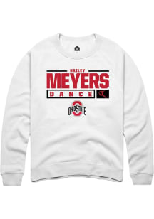 Hailey Meyers  Rally Ohio State Buckeyes Mens White NIL Stacked Box Long Sleeve Crew Sweatshirt