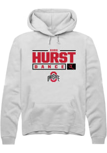 Kara Hurst Rally Mens White Ohio State Buckeyes NIL Stacked Box Hooded Sweatshirt