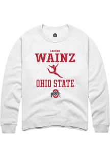 Lauren Wainz  Rally Ohio State Buckeyes Mens White NIL Sport Icon Long Sleeve Crew Sweatshirt