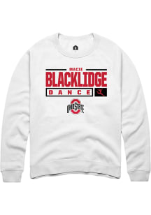 Macie Blacklidge  Rally Ohio State Buckeyes Mens White NIL Stacked Box Long Sleeve Crew Sweatshi..