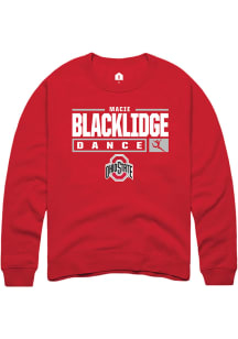 Macie Blacklidge  Rally Ohio State Buckeyes Mens Red NIL Stacked Box Long Sleeve Crew Sweatshirt