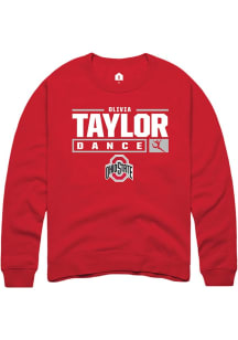 Olivia Taylor  Rally Ohio State Buckeyes Mens Red NIL Stacked Box Long Sleeve Crew Sweatshirt