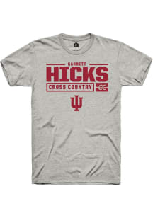 Garrett Hicks Ash Indiana Hoosiers NIL Stacked Box Short Sleeve T Shirt
