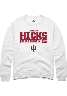 Garrett Hicks Rally Mens White Indiana Hoosiers NIL Stacked Box Crew Sweatshirt