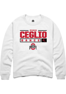 Reagan Ceglio  Rally Ohio State Buckeyes Mens White NIL Stacked Box Long Sleeve Crew Sweatshirt