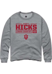 Garrett Hicks Rally Mens Graphite Indiana Hoosiers NIL Stacked Box Crew Sweatshirt