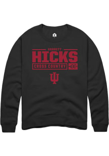 Garrett Hicks Rally Mens Black Indiana Hoosiers NIL Stacked Box Crew Sweatshirt