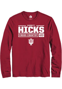 Garrett Hicks Rally Mens Red Indiana Hoosiers NIL Stacked Box Tee