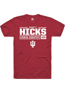 Garrett Hicks Red Indiana Hoosiers NIL Stacked Box Short Sleeve T Shirt