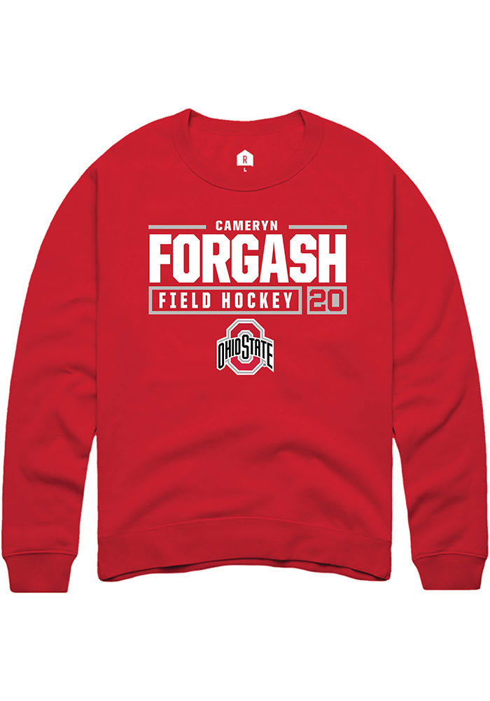 Cameryn Forgash  Rally Ohio State Buckeyes Mens Red NIL Stacked Box Long Sleeve Crew Sweatshirt