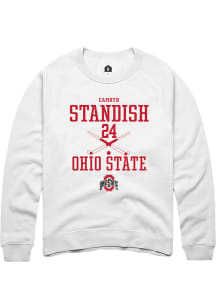 Camryn Standish  Rally Ohio State Buckeyes Mens White NIL Sport Icon Long Sleeve Crew Sweatshirt