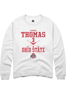 Claudia Thomas  Rally Ohio State Buckeyes Mens White NIL Sport Icon Long Sleeve Crew Sweatshirt