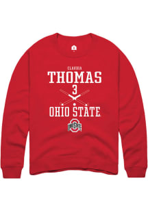 Claudia Thomas  Rally Ohio State Buckeyes Mens Red NIL Sport Icon Long Sleeve Crew Sweatshirt