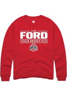 Ellen Ford  Rally Ohio State Buckeyes Mens Red NIL Stacked Box Long Sleeve Crew Sweatshirt