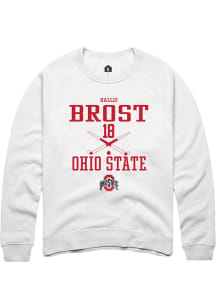 Hallie Brost  Rally Ohio State Buckeyes Mens White NIL Sport Icon Long Sleeve Crew Sweatshirt