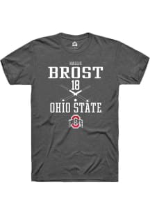 Hallie Brost  Ohio State Buckeyes Dark Grey Rally NIL Sport Icon Short Sleeve T Shirt