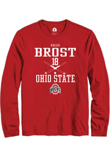 Hallie Brost  Ohio State Buckeyes Red Rally NIL Sport Icon Long Sleeve T Shirt