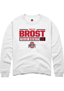 Hallie Brost  Rally Ohio State Buckeyes Mens White NIL Stacked Box Long Sleeve Crew Sweatshirt