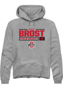 Hallie Brost  Rally Ohio State Buckeyes Mens Graphite NIL Stacked Box Long Sleeve Hoodie