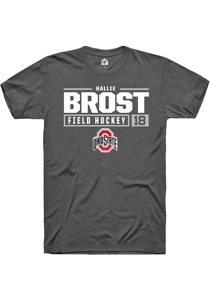 Hallie Brost  Ohio State Buckeyes Dark Grey Rally NIL Stacked Box Short Sleeve T Shirt