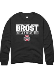 Hallie Brost  Rally Ohio State Buckeyes Mens Black NIL Stacked Box Long Sleeve Crew Sweatshirt