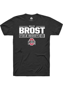 Hallie Brost  Ohio State Buckeyes Black Rally NIL Stacked Box Short Sleeve T Shirt