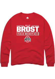 Hallie Brost  Rally Ohio State Buckeyes Mens Red NIL Stacked Box Long Sleeve Crew Sweatshirt