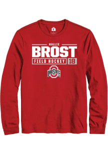 Hallie Brost  Ohio State Buckeyes Red Rally NIL Stacked Box Long Sleeve T Shirt