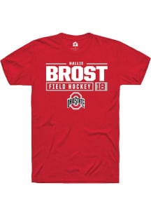 Hallie Brost  Ohio State Buckeyes Red Rally NIL Stacked Box Short Sleeve T Shirt