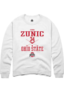 Jenna Zunic  Rally Ohio State Buckeyes Mens White NIL Sport Icon Long Sleeve Crew Sweatshirt