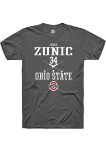 Jenna Zunic  Ohio State Buckeyes Dark Grey Rally NIL Sport Icon Short Sleeve T Shirt