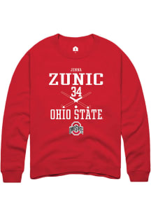 Jenna Zunic  Rally Ohio State Buckeyes Mens Red NIL Sport Icon Long Sleeve Crew Sweatshirt