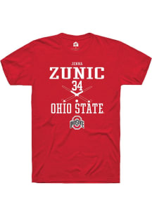 Jenna Zunic  Ohio State Buckeyes Red Rally NIL Sport Icon Short Sleeve T Shirt