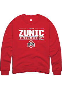 Jenna Zunic  Rally Ohio State Buckeyes Mens Red NIL Stacked Box Long Sleeve Crew Sweatshirt