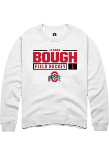 Leanne Bough  Rally Ohio State Buckeyes Mens White NIL Stacked Box Long Sleeve Crew Sweatshirt