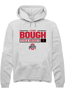 Leanne Bough  Rally Ohio State Buckeyes Mens White NIL Stacked Box Long Sleeve Hoodie