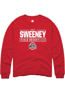 Lilly Sweeney  Rally Ohio State Buckeyes Mens Red NIL Stacked Box Long Sleeve Crew Sweatshirt