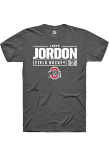 Loryn Jordon  Ohio State Buckeyes Dark Grey Rally NIL Stacked Box Short Sleeve T Shirt