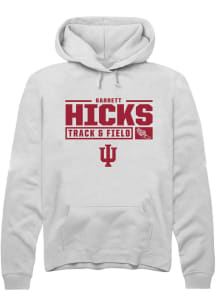 Garrett Hicks Rally Mens White Indiana Hoosiers NIL Stacked Box Track Hooded Sweatshirt