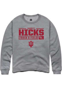 Garrett Hicks Rally Mens Graphite Indiana Hoosiers NIL Stacked Box Track Crew Sweatshirt