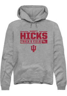 Garrett Hicks Rally Mens Graphite Indiana Hoosiers NIL Stacked Box Track Hooded Sweatshirt