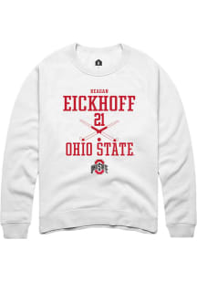 Reagan Eickhoff  Rally Ohio State Buckeyes Mens White NIL Sport Icon Long Sleeve Crew Sweatshirt