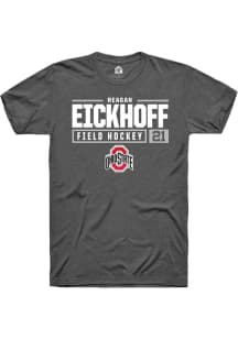 Reagan Eickhoff  Ohio State Buckeyes Dark Grey Rally NIL Stacked Box Short Sleeve T Shirt